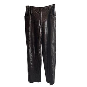 Petrovitch & Robinson Vintage Faux Snakeskin Fluid Wide Leg Pant Brown 40